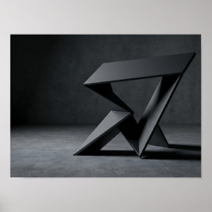 Graphit eckige geometrische Skulptur dunkle Wandku Poster