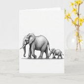 Graphit-Elefantenfamilienkarte Karte (Gelbe Blume)