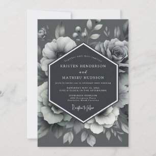 Graphit geätzte Flora-Hochzeit Einladung