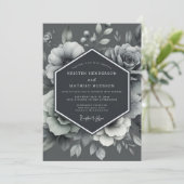 Graphit geätzte Flora-Hochzeit Einladung (Stehend Vorderseite)