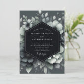 Graphite Shadowy Bloom Wedding Einladung (Stehend Vorderseite)
