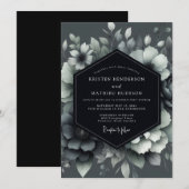Graphite Shadowy Bloom Wedding Einladung (Vorne/Hinten)