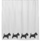 Graphite Terrier auf grauen Streifen Duschvorhang (Vorderseite)