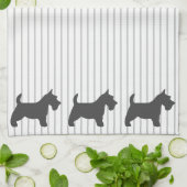 Graphite Terrier auf grauen Streifen Geschirrtuch (Gefaltet)