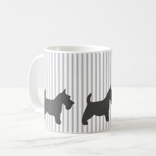 Graphite Terrier auf grauen Streifen Kaffeetasse (Vorderseite Links)