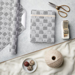 Graphitgraue Krokohandtasche Modedesign Geschenkpapier