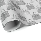 Graphitgraue Krokohandtasche Modedesign Geschenkpapier (Rolleneckpunkt)