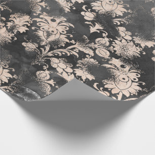 Graphitgraue magere florale Grunge-Schabby-Chic-Op Geschenkpapier