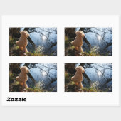 Grappige beer die ondeugend plast. rechteckiger aufkleber (Blatt)