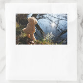 Grappige beer die ondeugend plast. rechteckiger aufkleber (Tasche)