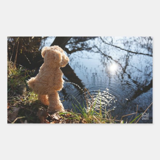 Grappige beer die ondeugend plast. rechteckiger aufkleber (Vorderseite)