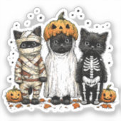 Grappige drie Halloween katten Aufkleber (Vorderseite)