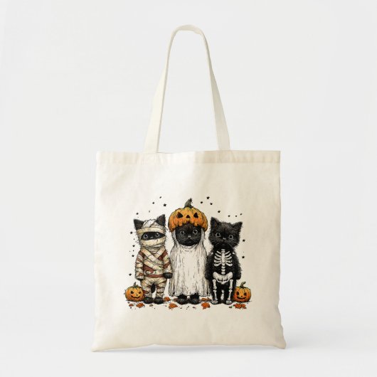 Grappige drie Halloween katten Tragetasche (Vorne)