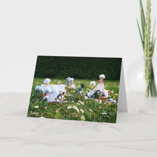 Grappige Fubby poppetjes die kamperen. Dankeskarte (Vorderseite)