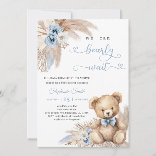 Gras Bär Baby Shower Einladung (Vorderseite)