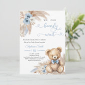 Gras Bär Baby Shower Einladung (Stehend Vorderseite)