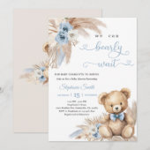 Gras Bär Baby Shower Einladung (Vorne/Hinten)