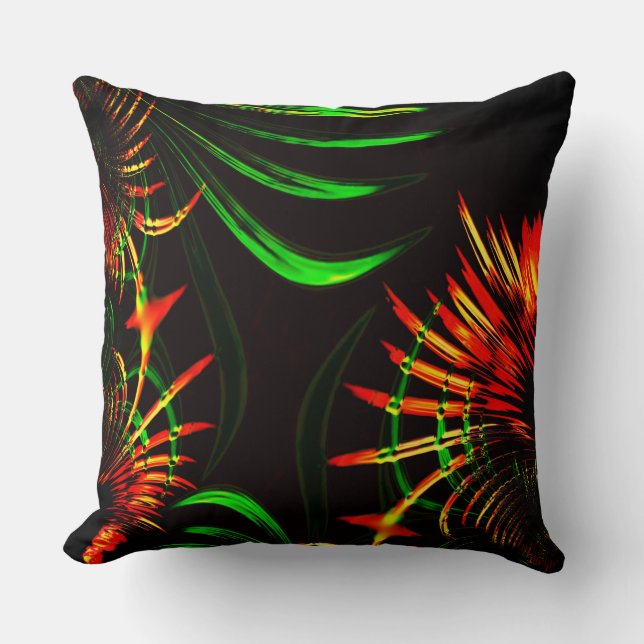 Gras-Blätter oder leicht eingekerbte 'Feuer-Blume' Kissen (Vorderseite)