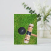 Gras, Croquet Mallet, Ball Postkarte (Stehend Vorderseite)