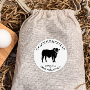 Gras Gefüttert Rindfleisch, Bauern mit Namen hinzu Runder Aufkleber