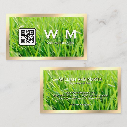 Gras | Goldgrenze | QR-Code Visitenkarte (Vorne/Hinten)