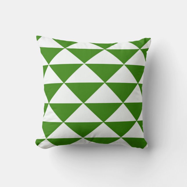 Gras-Grün-und Weiß-Dreiecke Kissen (Vorderseite)