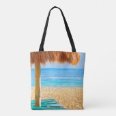Gras-Hütte u. Nichtstuer auf Strand Tasche (Rückseite)