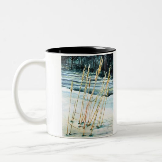 Gras im Schnee Zweifarbige Tasse (Links)