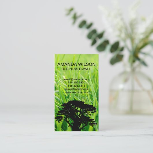 Gras | Landflucht | Gartengutschein Visitenkarte (Stehend Vorderseite)