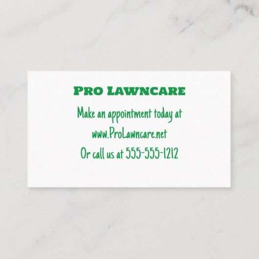 Gras, LawnCare, benutzerdefinierte Visitenkarte (Rückseite)