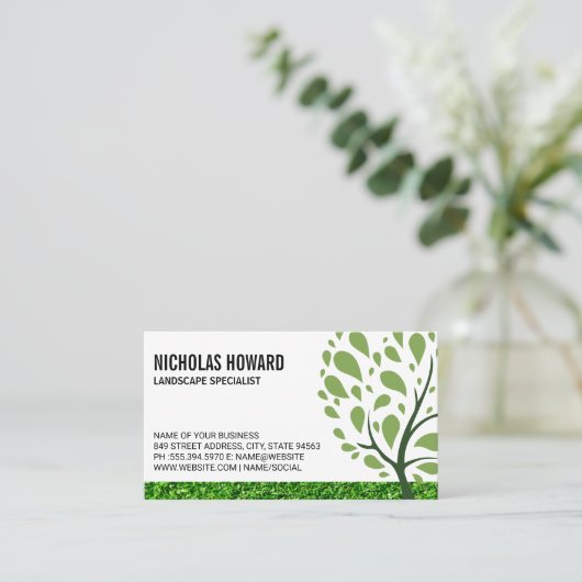 Gras | Stilisierter Baum Visitenkarte (Stehend Vorderseite)