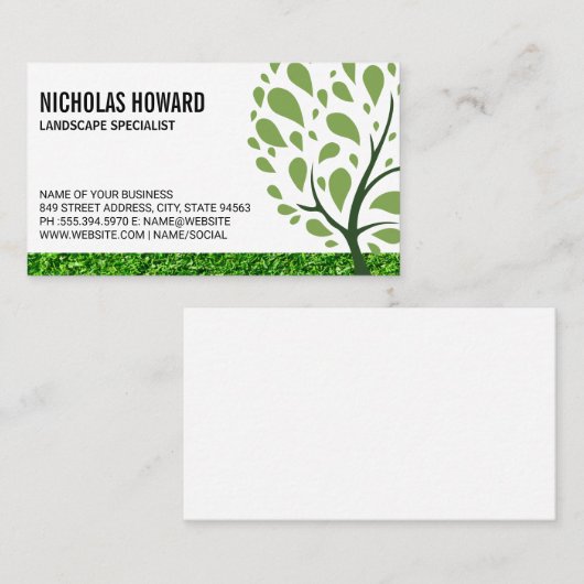 Gras | Stilisierter Baum Visitenkarte (Vorne/Hinten)