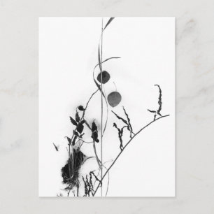 Gras und Blätter im Schnee Postkarte