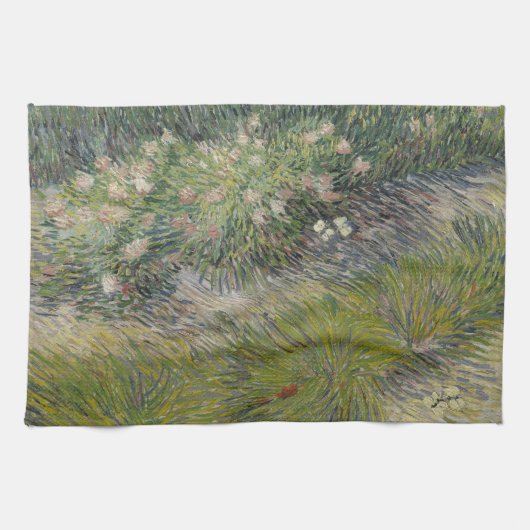 Gras und Schmetterlinge von Vincent van Gogh Geschirrtuch (Horizontal)