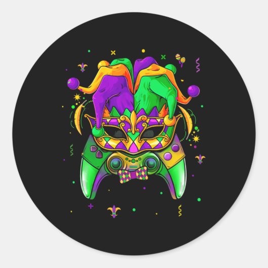 Gras Video Game Controller Jester Hat Boy Kids Cos Runder Aufkleber (Vorderseite)