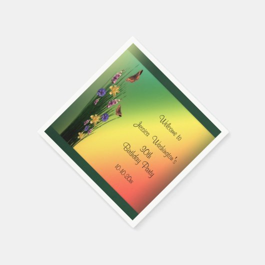 Grasartiger Blumenstrauß-und Serviette (Ecke)
