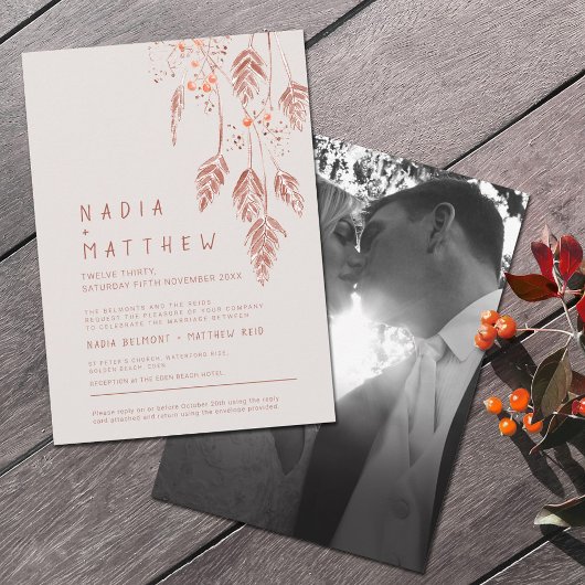 Grasbeeren als Terracotta Aquarell Foto invi Einladung