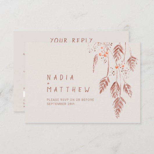 Grasbeeren als Terracotta Aquarell qr Code RSVP Karte (Vorne/Hinten)