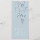 Grasbeeren Aquarellfarben Dusty Blue White Menükarte (Rückseite)