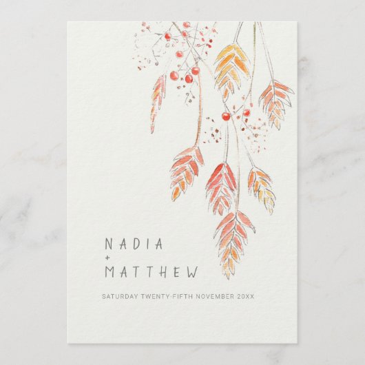 Grasbeeren Aquarellzeichnung Hochzeit im Herbst Programm (Vorderseite)