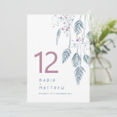 Grasbeeren Hochzeit im Herbst Rosa blaue Tischnumm (Stehend Vorderseite)