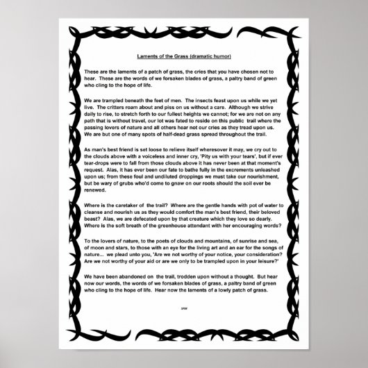 Grasbeklagungen (dramatischer Spaß) Poster (Vorne)