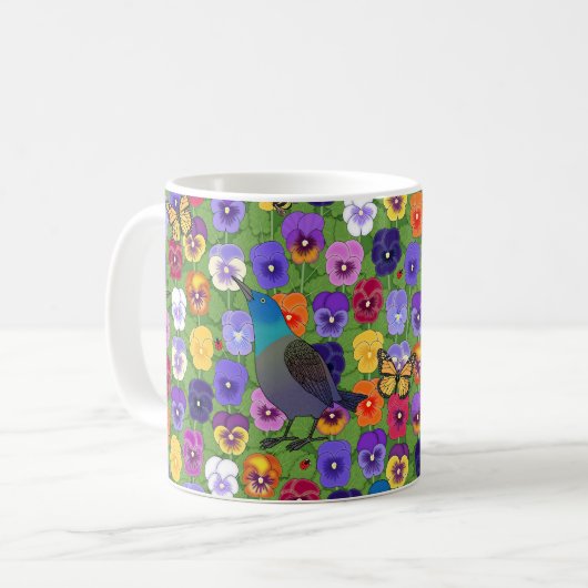 Gräser und Stiefmütterchen Kaffeetasse (Vorderseite Links)