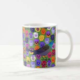 Gräser und Stiefmütterchen Kaffeetasse