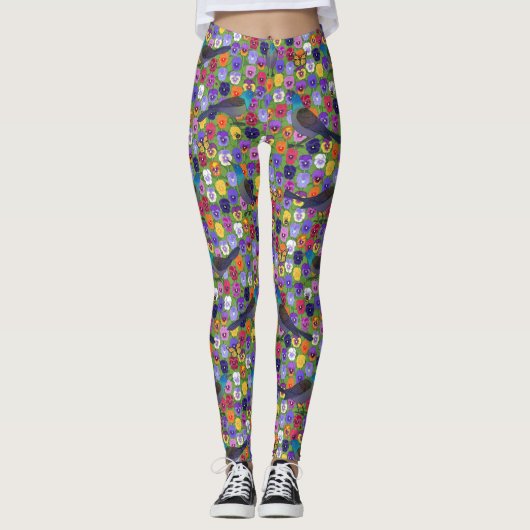 Gräser und Stiefmütterchen Leggings (Vorderseite)