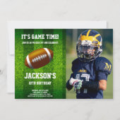 Grasfußball Einladung zum Geburtstag mit Foto (Vorderseite)