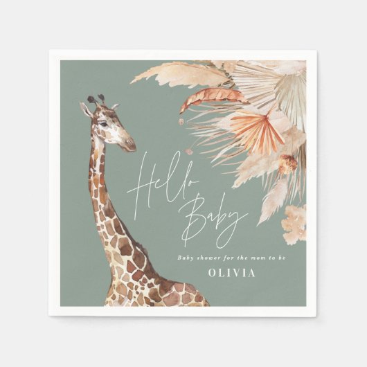 Grasgiraffe-Safari-Pampas-Gras Serviette (Vorderseite)