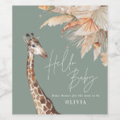 Grasgiraffe-Safari-Pampas-Gras Weinetikett (Einzelnes Label)