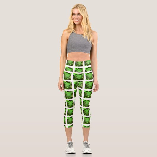 Grasgrün Capri Leggings (Vorderseite)