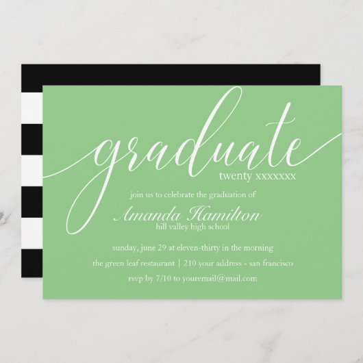 Grasgrün-Typografie-Abschluss jedes Jahr Einladung (Vorne/Hinten)